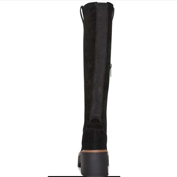 Aqua College Gina Black Suede Leather Boots, Tall Knee High, Size 9.5 M - Picture 4 of 16